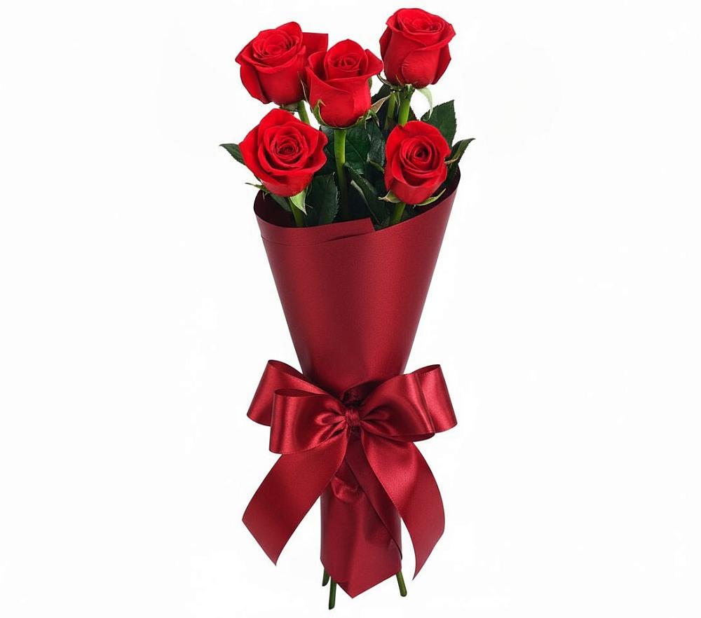 Букет 5 Красных роз Эдлесс Лав в Венцах