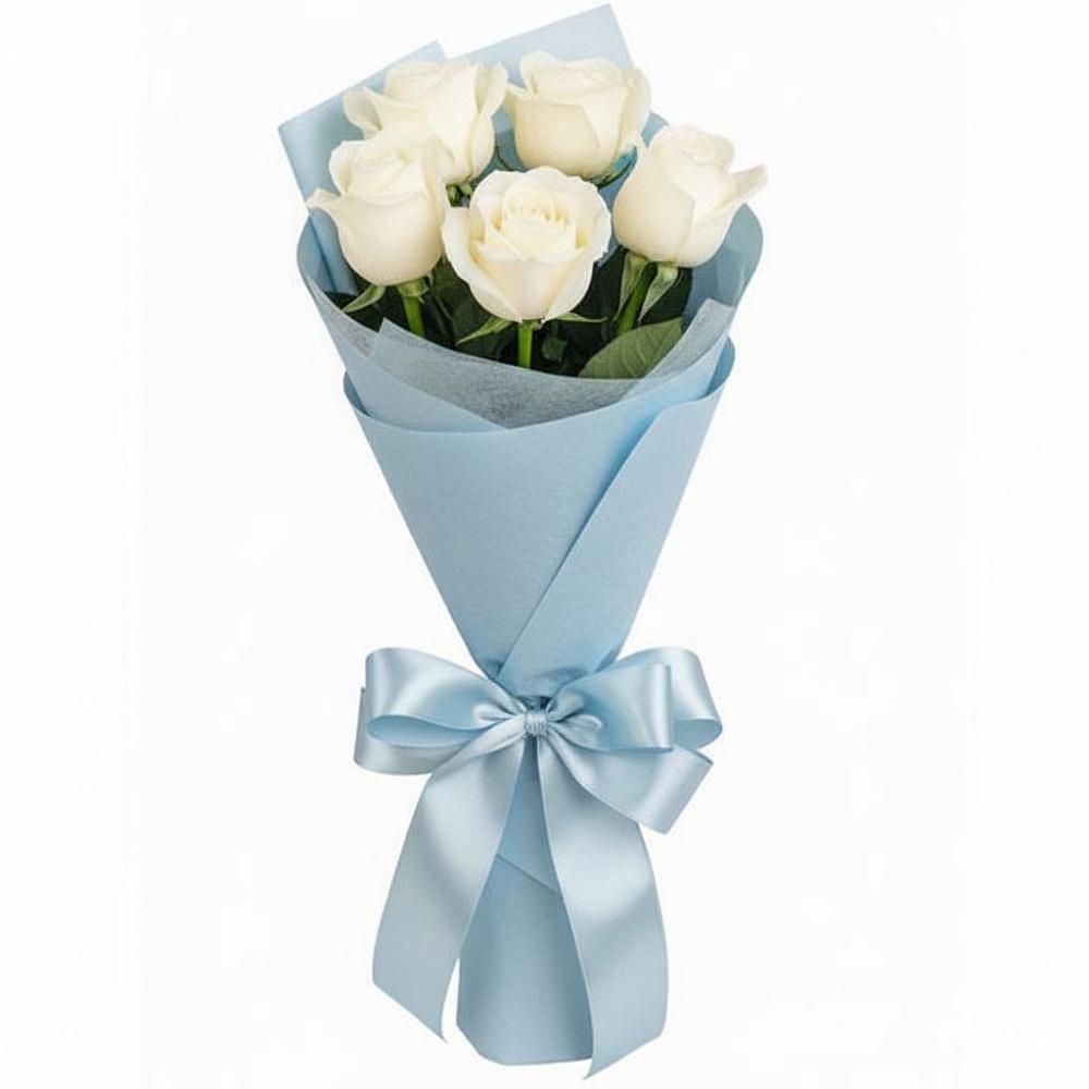 Букет 5 Белых роз Проуд в Венцах