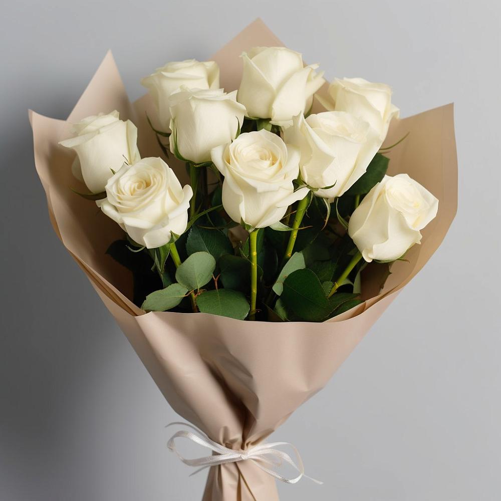 Букет 9 Белых роз Эдлесс Лав в Венцах