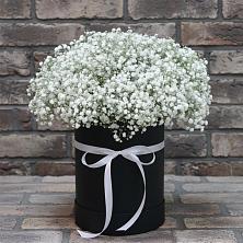 Цветочная композиция из Гипсофила в шляпной коробке в Венцах